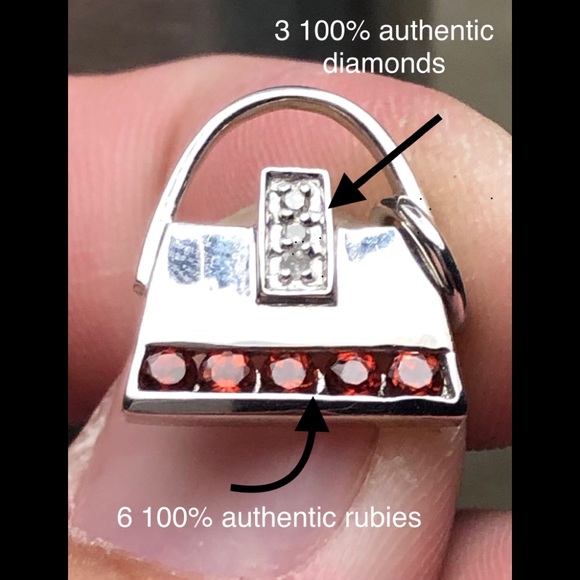 10k 3g solid gold stamped ruby diamond pendant - Picture 1 of 5